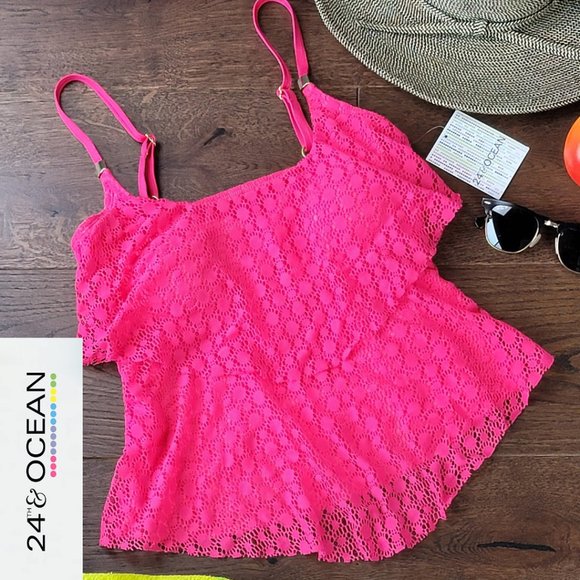 24th & Ocean Pink Ruffle Tankini - Picture 2 of 9